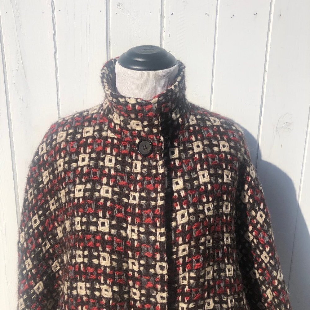 Searle Wool Multi Color Button Front Cape - Picture 2 of 8